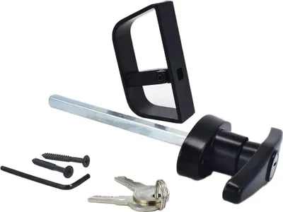 Image de Kit serrure de porte d'abri - poignée en T avec verrouillage extérieur - noir