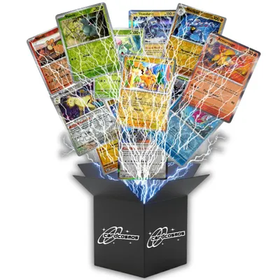 Produktbild von Pokémon Holo Karten Set Englisch – 20 Holo & Reverse Holo Glitzerkarten – Originale Pokémon Karten mit 100 Kartenhüllen – Ohne Duplikate