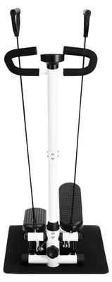 Obrázok produktu pre Fitness stepper – hydraulický domáci cvičebný prístroj s madlom – nosnosť 150 kg – stepper pre domáce posilňovne s displejom – určený na podlahu – čierna farba