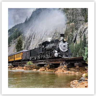 Produktbild von Poster - Poster ohne Rahmen - Alt Lokomotive Berge - 50x50 cm - Wand Bild - Wanddeko - Wandbilder - Kunstposter - Wandposter - Bilder - Kunstdruck - Wanddekoration - Wandbild - P2XAC50x50-4581