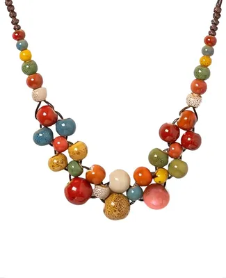 Produktbild von Keramikperlen Kette für Damen, Statement Schmuck, 6 mm bis 14 mm, für Party