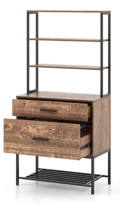 Produktbild von Archivschrank - Aktenschrank - Bürostapelregal - Dokumentenschrank - Schubladenschrank - Vintage-Braun - 3 offene Fächer