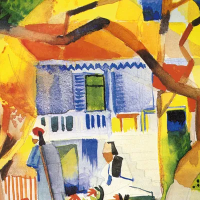 Produktbild von August Macke Kunstdruck Bild - Innenhof Des Landhauses In St. Germain, 1914 (70 x 70 cm)