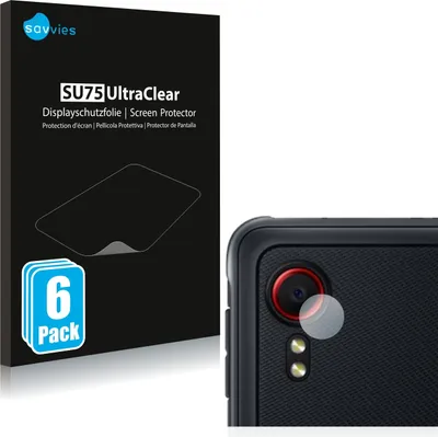 A product box for screen protectors and a close-up of a phone camera with screen protectors applied.