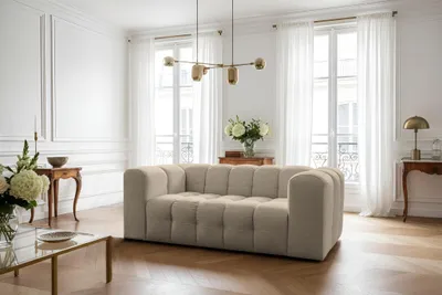Produktbild von Sofa Designersofa SOLVIE 2-Sitzer in Stoff Moly Beige