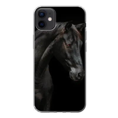 Produktbild von MuchoWow® Handyhülle Schutzhülle Hülle für iPhone 12 mini Pferd - Tier - Schwarz Silikon Softcase Handy Hülle - Bild