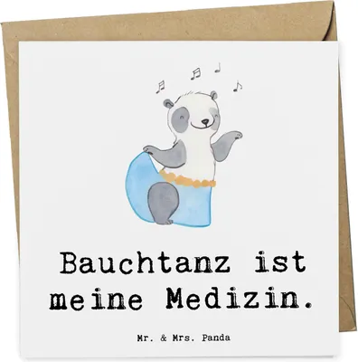 Produktbild von Mr. & Mrs. Panda Klappkarte Panda Bauchtanz - Weiß - Geschenk, anlasskarte, Glückwunschkarte, faltkarte, doppelkarte, Grußkarte, Sport, Orientalischer Tanz, Tanzen