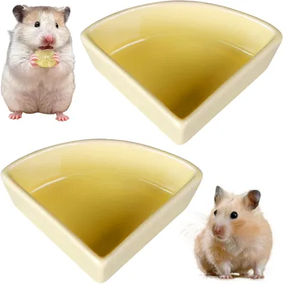Obrázek produktu pro Misky na krmivo pro křečky, keramické, 2 kusy, rozměry 7,5 x 3,5 cm, trojúhelníkové, vhodné pro malá zvířata