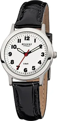 Produktbild von Regent Leder Damen Uhr F-826 Quarzuhr Armband schwarz D2URF826