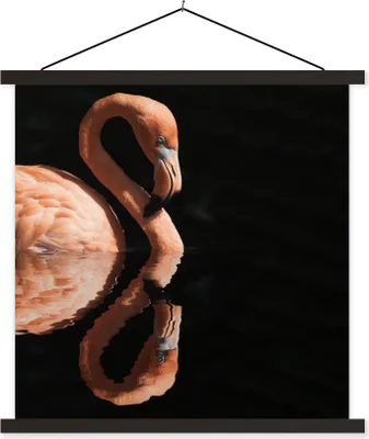 Produktbild von MuchoWow® Textilposter Flamingo - Wasser - Spiegelung 40x40 cm mit schwarzem Rahmen - Fotos