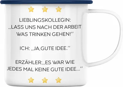 Produktbild von Trendation - Lustige Emaille Tasse mit Spruch für Frauen Arbeit Büro Lustig Emaille Tassen Becher mit Sprüchen Kollegin Geschenk Sarkasmus Lieblingskollegin (Blau)