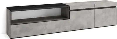 Produktbild von TV-Schrank, Lowboard, 200x35x45cm, Für TV-Geräte bis zu 80", Fernsehtisch, Zementgrau