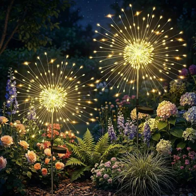 Solarleuchten 2er-Set 120 LEDs für Garten, Wege, Balkon