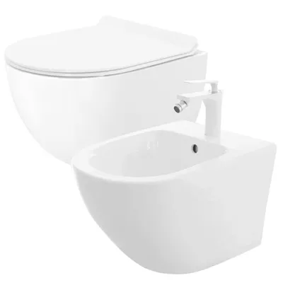 Immagine prodotto di Set Rea Wc Vaso + Bidet Carter Bianco Sospeso
