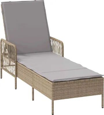 Image de Chaise longue vidaXL beige et gris clair 200 x 55 x 92 cm en polyrotin