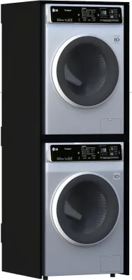 Produktbild von Schrank für Waschmaschine und Trockner – Schwarzes Hochregal mit Ablagen für die Waschküche