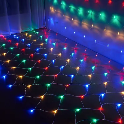 Obrázok produktu pre Jiubiaz LED svetelná sieť Vonkajšie a vnútorné osvetlenie s 8 svetelnými režimami Svetelná reťaz Sieť IP44 Vodotesné pre Vianoce Halloween Záhrada Svadba Party RGB 3x2M