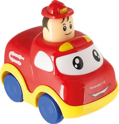 Produktbild von Bieco Aufziehauto ab 1 Jahr Baby Feuerwehr | Baby Auto | Drück und Los Flitzer | Auto zum aufziehen Spielzeug zum aufziehen Press and Go Auto zum Drücken Flitzer Feuerwehrauto drückauto Kleinkind