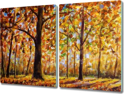 Produktbild von Coloray Schneidebrett Herdabdeckplatte 2x40x52 cm Kochplattenabdeckung Hackbrett Küchenbrett - Herbstwald