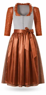 Produktbild von 2-teiliges Trachtenkleid (Kleid + Schürze) in Grau/Hellbraun/Orange