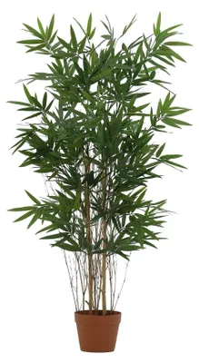 Image de Bambou artificiel de 123cm en pot - plante artificielle réaliste aux tiges