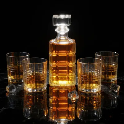 Produktbild von Whisky Karaffe Set 900ml - 4 Gläser 300ml - edles Set aus Klarglas - Flasche und Glas Set für Liebhaber - Geschenkidee Männer und Frauen