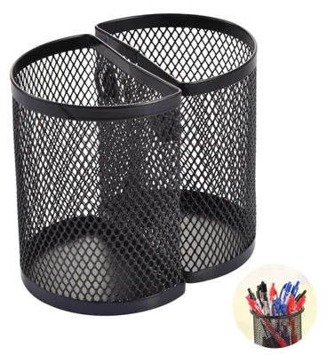 Image de 2 porte-crayons magnétiques semi-circulaires en fil métallique, noir