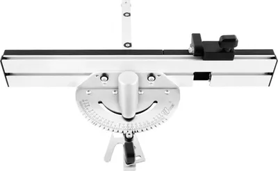 Produktbild von Präzisions-Gehrungsanschlag für Tischkreissäge - Mit Flip-Stop - 0–60° Verstellbarer Winkel - T-Nut-Schiene - Silber