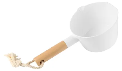 Schöpfkelle mit Holzgriff, 1300 ml, Weiß für Bad & Küche