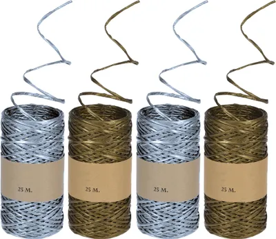 Produktbild von com-four® 4x Dekoband in weihnachtlichen Farben - Geschenkschnur mit Drahtverstärukung - Ideal zum Basteln und Verpacken - 25 m je Rolle [Auswahl variiert]