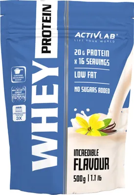 Produktbild von Activlab Whey Protein 500g, hoher Proteingehalt, basierend auf Molkenproteinkonzentrat - Vanille