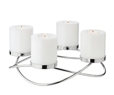 Produktbild von Adventskranz Alva aus Edelstahl, Silber, mit 4 Kerzentellern, Ø 31 cm, Höhe 6,5 cm