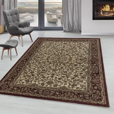 Produktbild von SIMPEX Orientteppich, Rot, 80x150 cm, Teppich mit kurzem Flor, im klassischen Vintage-Stil, geeignet für Flur, Schlafzimmer, Eingangsbereich oder Wohnbereich. Pflegeleicht, strapazierfähig, dekorativer Blickfang
