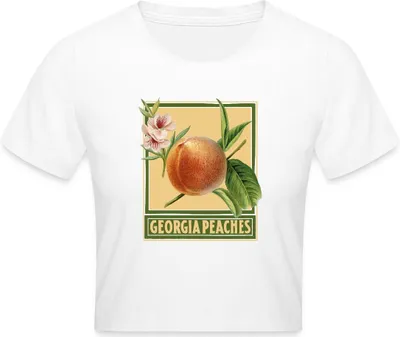 Produktbild von Spreadshirt Sommer Pfirsich Früchte Mediterran Crop T-Shirt, XL, Weiß