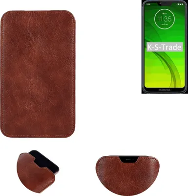 Produktbild von K-S-Trade Schutzhülle Handyhülle kompatibel mit Motorola Moto G7 Power Handytasche Kunstleder Sleeve in braun