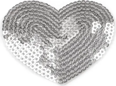 Produktbild von Aufbügler 1 Pailletten Herz 55x60mm zum Aufnähen Aufbügeln, Farbe:silber
