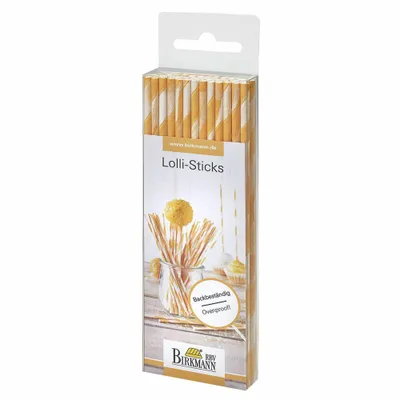 Image de Birkmann Bâtons de sucettes, rayés orange, 15cm 48 bâtons de sucettes pour CakePops