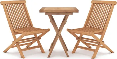 Produktbild von vidaXL 3-tlg. Garten-Essgruppe Massivholz Teak