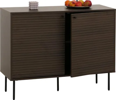 Produktbild von Sideboard MCW-N78, Kommode Schrank Anrichte, skandinavischer Stil Metall Holz Melamin MVG 86x110x40cm dunkelbraun