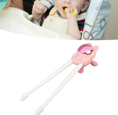 Image de Aide à l'apprentissage des baguettes pour bébés, motif cartoon, apprentissage en trois dimensions, rose