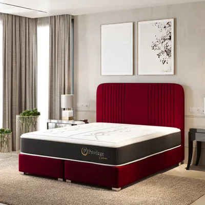 Produktbild von TRADA Scarlet Boxspringbett 200x200 AeraPur Visco Privilige Matratze 30 cm H4 Rot