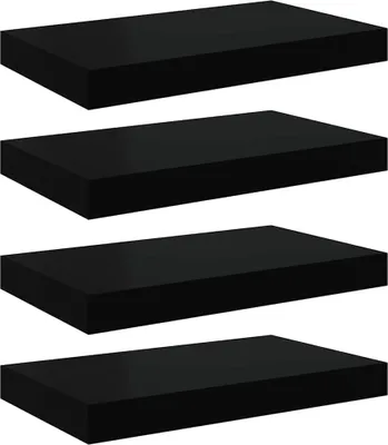Obrázek produktu pro vidaXL Závěsné police 4 ks černé 40x23x3,8 cm MDF