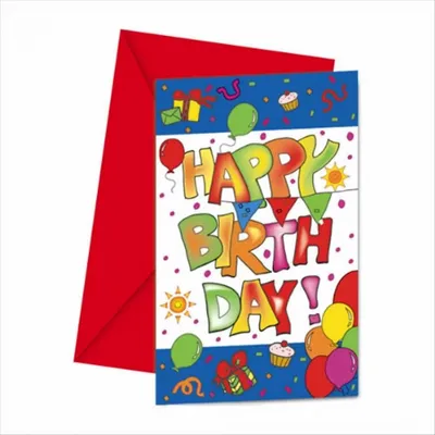 Produktbild von Kokliko Happy Birthday Einladungskarten mit Umschlag