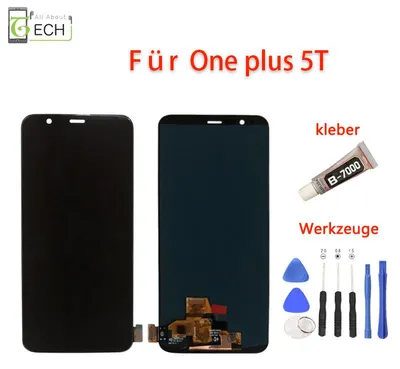Produktbild von Für OnePlus 5T LCD Display (OLED) Einheit Touch Reparatur Schwarz + Werkzeuge