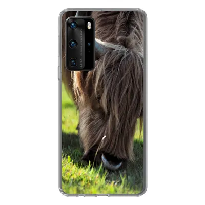 Produktbild von MuchoWow® Handyhülle Schutzhülle Hülle für Huawei P40 Pro Schottischer Highlander - Hörner - Sonne Silikon Softcase Handy Hülle - Schutz