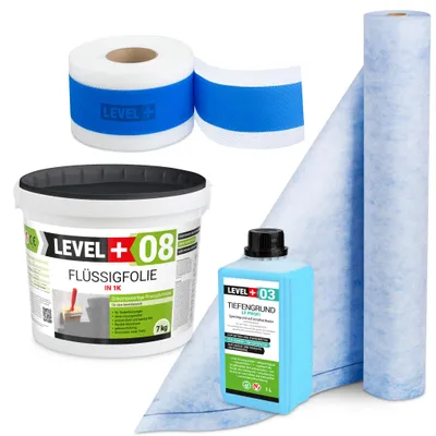 Produktbild von Dichtset Abdichtung Flüssigfolie 7kg Dichtband Dichtbahn 1m Tiefengrund SET311