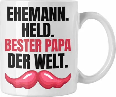 Produktbild von Trendation - Ehemann Held Bester Papa Der Welt Tasse Geschenk zum Vatertag Spruch Geschenkidee von Sohn Tochter für Vater (Weiß)