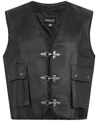 Produktbild von PAULGOS Lederweste Biker Kutte Clubweste Chopper Weste 100% Echtleder - BW5