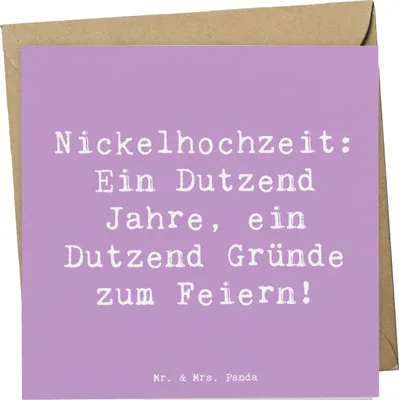 Produktbild von Mr. & Mrs. Panda Klappkarte Spruch 12 Hochzeitstag Nickelhochzeit - Lavendeltraum - Geschenk, Eheglück, handgefertigte Geschenke, Grußkarte, 12., Heiraten, Feier, Liebe