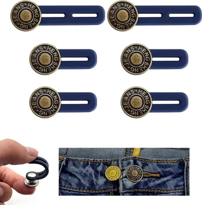 Produktbild von Hosenbunderweiterung Knopf, 6 Stück Knopfverlängerung, Sofort Bundverlängerung Einziehbare Knöpfe für Jeans Röcke Hosen Umstandshose